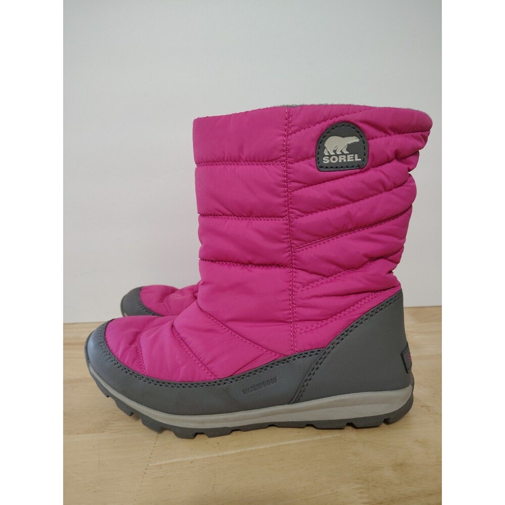 Sorel Whitney Pink & Gray Snow Boots Sz 6 EU 38 Womens Waterproof Pull On Lined